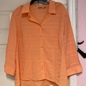 a Giorgio Fiorlini pretty solid orange 3/4 sleeve button front blouse 22/24